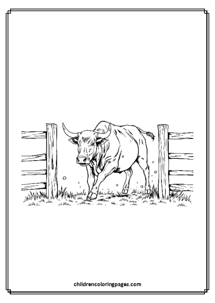 A Bull Breaking Through A Fence Free PDF Printable