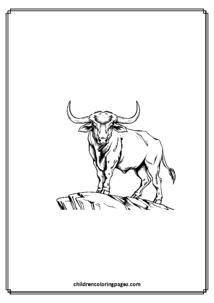 A Majestic Bull Standing On A Cliff Free PDF Printable