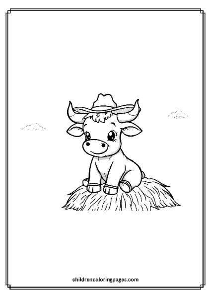 Baby Bull In A Cowboy Hat Free PDF Printable