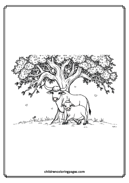 Baby Calf With A Bull Free PDF Printable