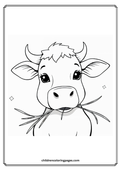 Baby Cow Eating Grass Free PDF Printable