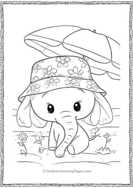 Baby Elephant At A Beach Scaled Free PDF Printable