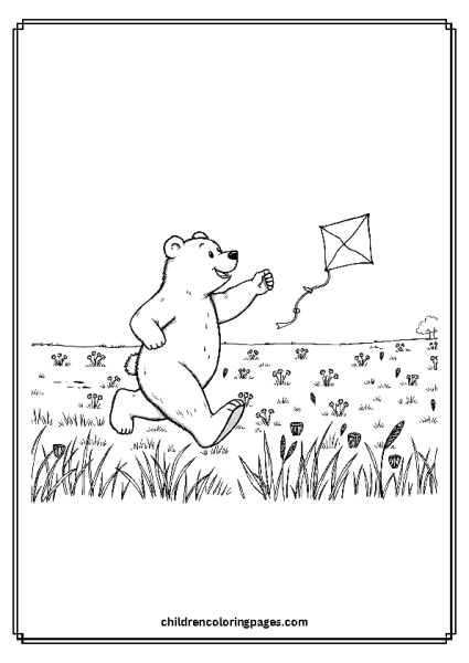 Bear Chasing A Kite Free PDF Printable