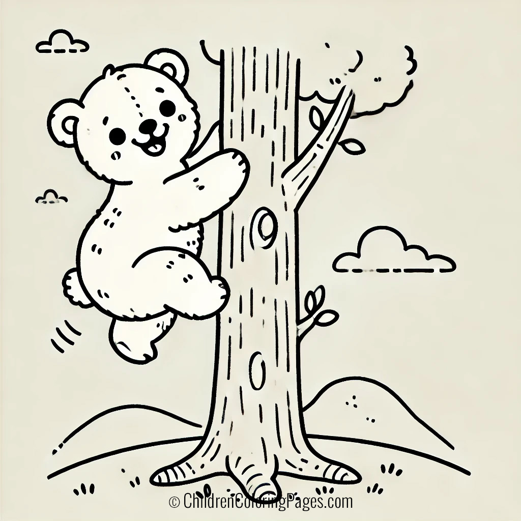 Bear Cub Climbing Tree