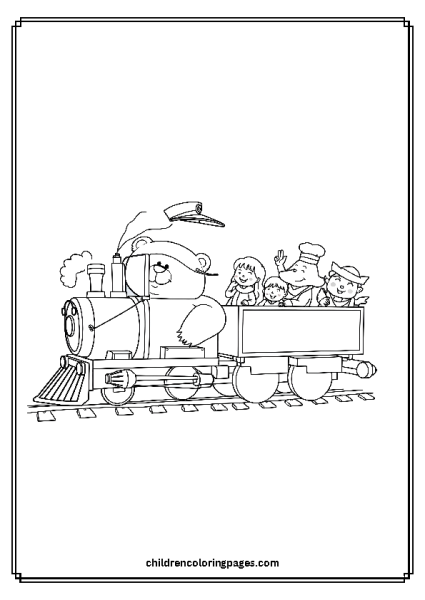 Bear Driving A Train Free PDF Printable