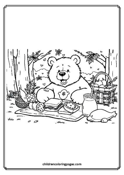 Bear Enjoying A Picnic Free PDF Printable