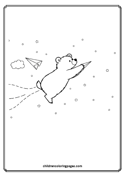 Bear Flying A Paper Kite Free PDF Printable