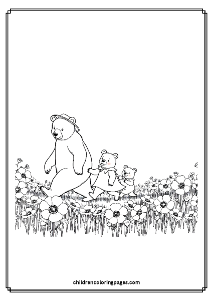 Bear Having A Family Walk Free PDF Printable