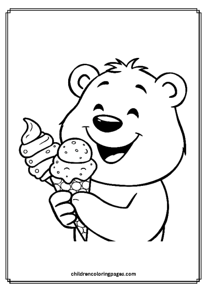 Bear Holding An Ice Cream Free PDF Printable