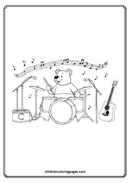 Bear Playing Drums Free PDF Printable