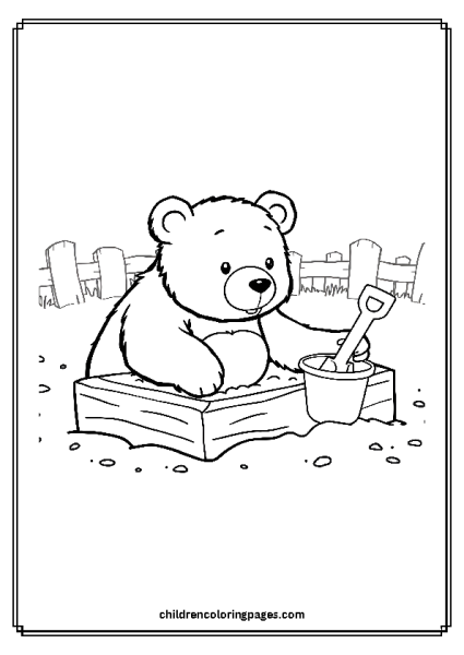 Bear Playing In A Sandbox Free PDF Printable