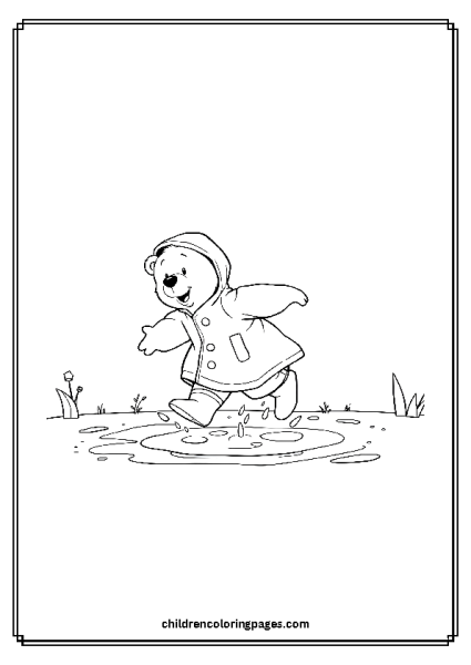 Bear Playing In Puddles Free PDF Printable