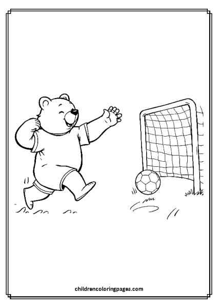 Bear Playing Soccer Free PDF Printable