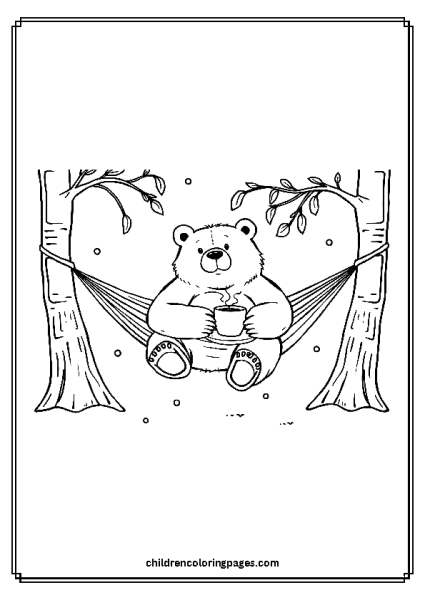 Bear Sitting On A Hammock Free PDF Printable