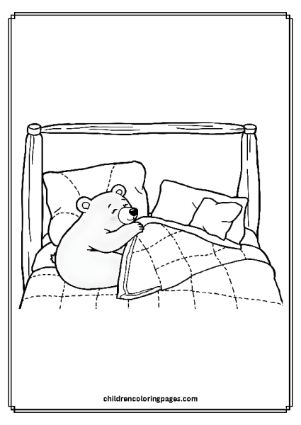 Bear Sleeping On A Bed Free PDF Printable