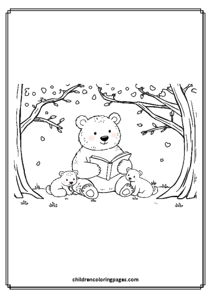 Bear With Cubs Free PDF Printable