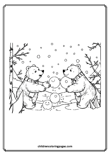 Bears Having A Snowball Fight Free PDF Printable