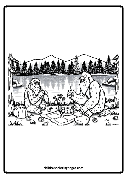 Big Foot And Yeti By The Lake Free PDF Printable