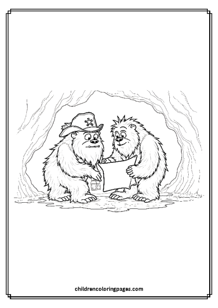 Big Foot And Yeti Looking At A Map Free PDF Printable