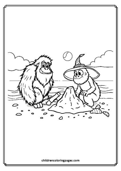 Big Foot And Yeti Making Sandcastles Free PDF Printable