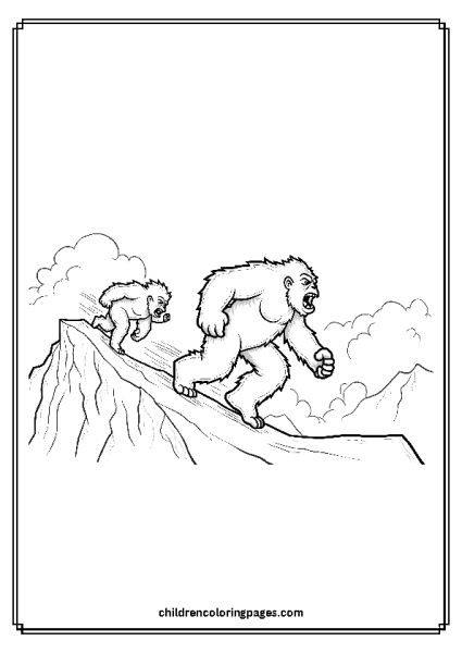 Big Foot And Yeti Racing Down The Hill Free PDF Printable