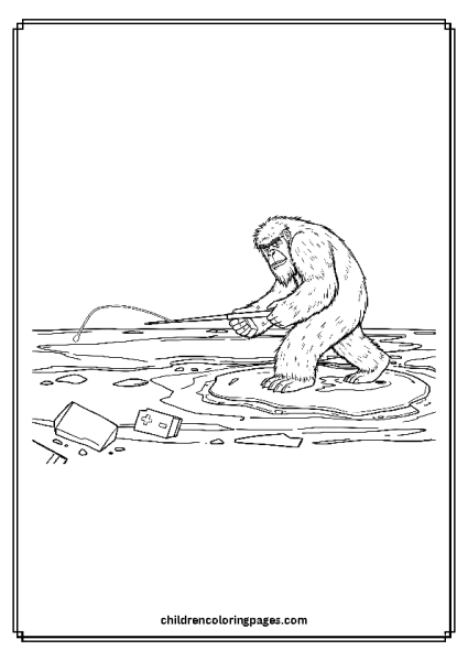 Big Foot On A Frozen Lake Free PDF Printable