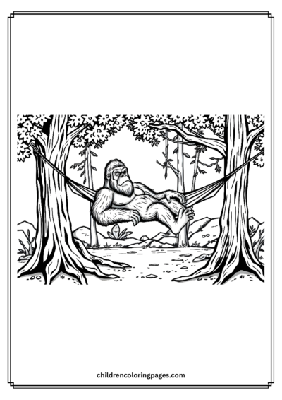 Big Foot Relaxing In A Hammock Free PDF Printable