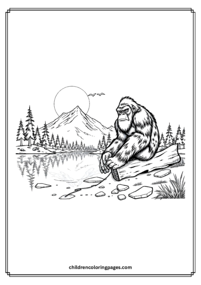 Big Foot Sitting By The Lake Free PDF Printable