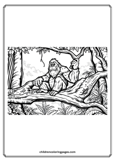 Big Foot Sitting On A Tree Branch Free PDF Printable