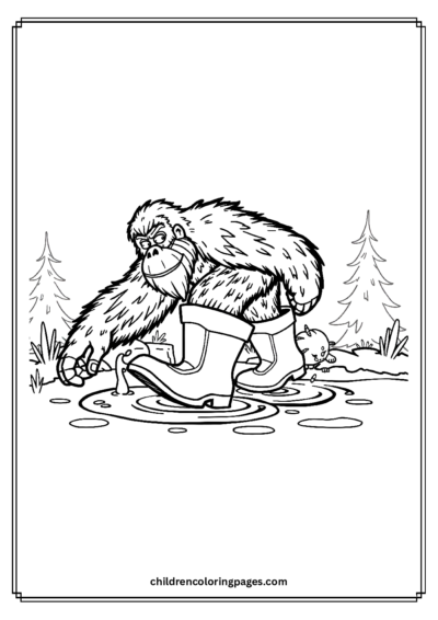 Big Foot Wearing Rain Boots In Puddles Free PDF Printable