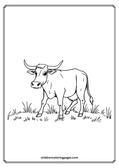 Big Horned Cow Free PDF Printable