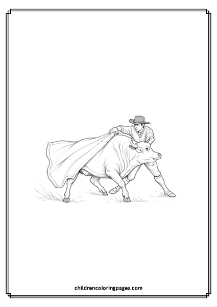 Bull Charging Through A Matador’s Cape Free PDF Printable