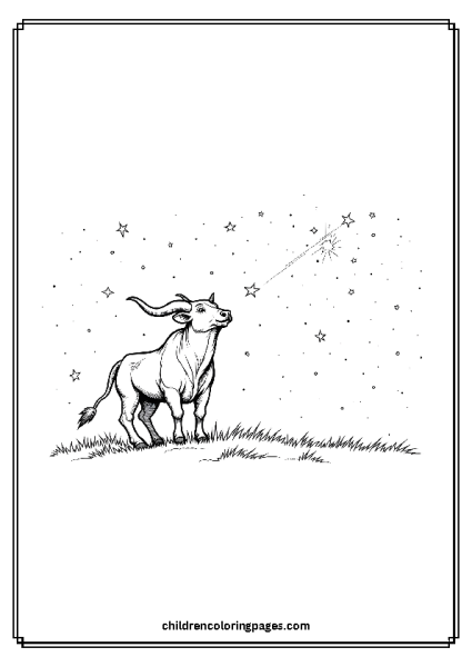 Bull Under A Starry Night Sky Free PDF Printable