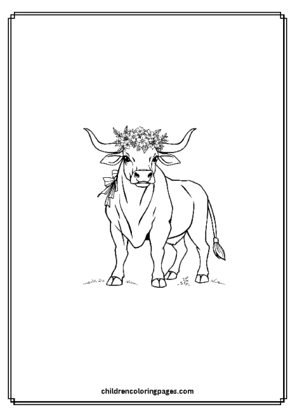 Bull Wearing A Wreath Of Flowers Free PDF Printable