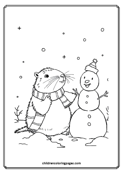 Capybara Building A Snowman Free PDF Printable