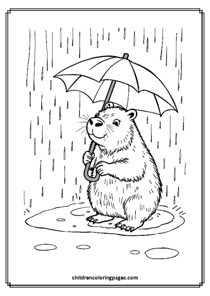 Capybara Enjoying Rain Free PDF Printable