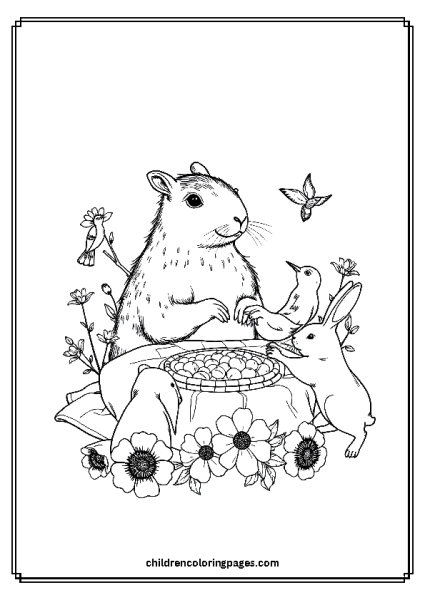 Capybara Having A Picnic Free PDF Printable