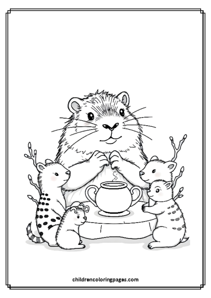 Capybara Hosting A Tea Party Free PDF Printable