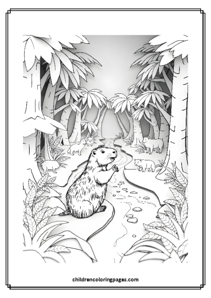 Capybara In A Jungle Free PDF Printable