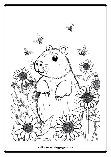 Capybara In A Sunflower Field Free PDF Printable