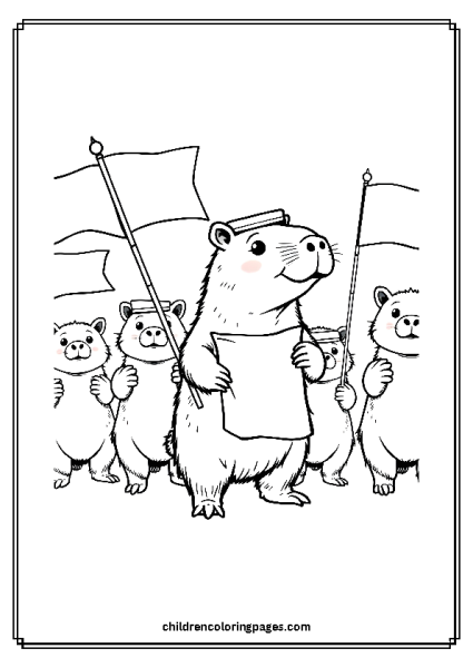 Capybara Leading A Parade Free PDF Printable