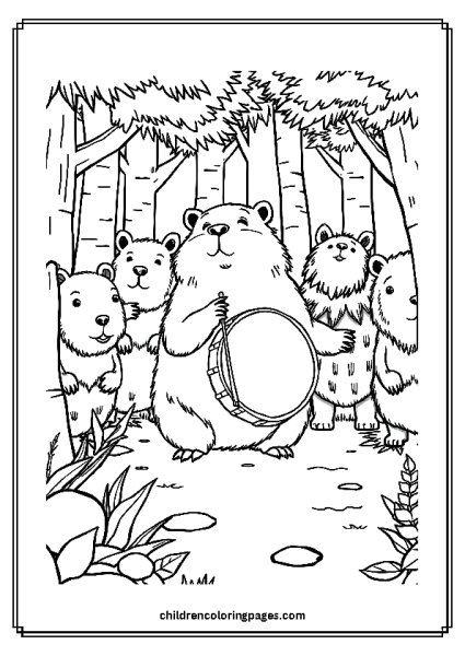 Capybara Playing A Drum Free PDF Printable