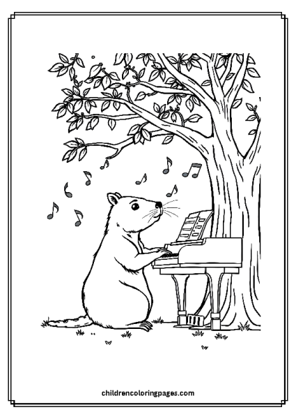 Capybara Playing A Piano Free PDF Printable