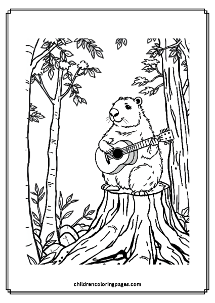 Capybara Playing Guitar Free PDF Printable