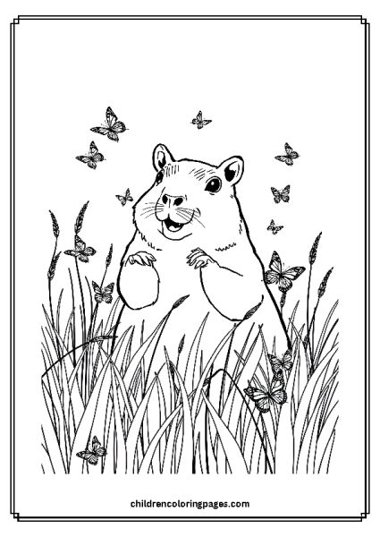 Capybara Playing With Butterflies Free PDF Printable