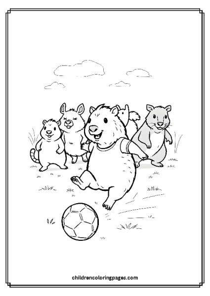 Capybara Playing Soccer Free PDF Printable