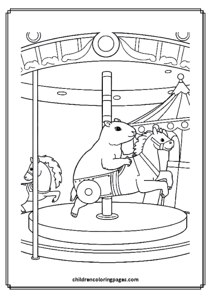 Capybara Riding A Merry Go Round Free PDF Printable