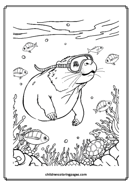 Capybara Snorkeling Free PDF Printable