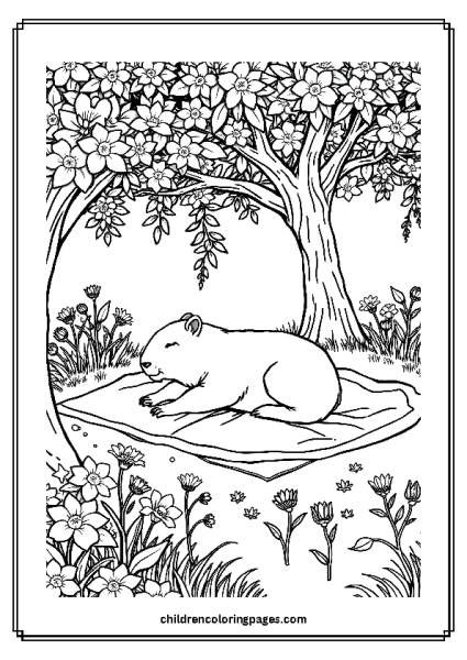 Capybara Taking A Nap Free PDF Printable