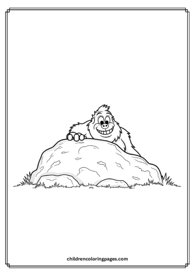 Cartoon Big Foot Behind The Rock Free PDF Printable